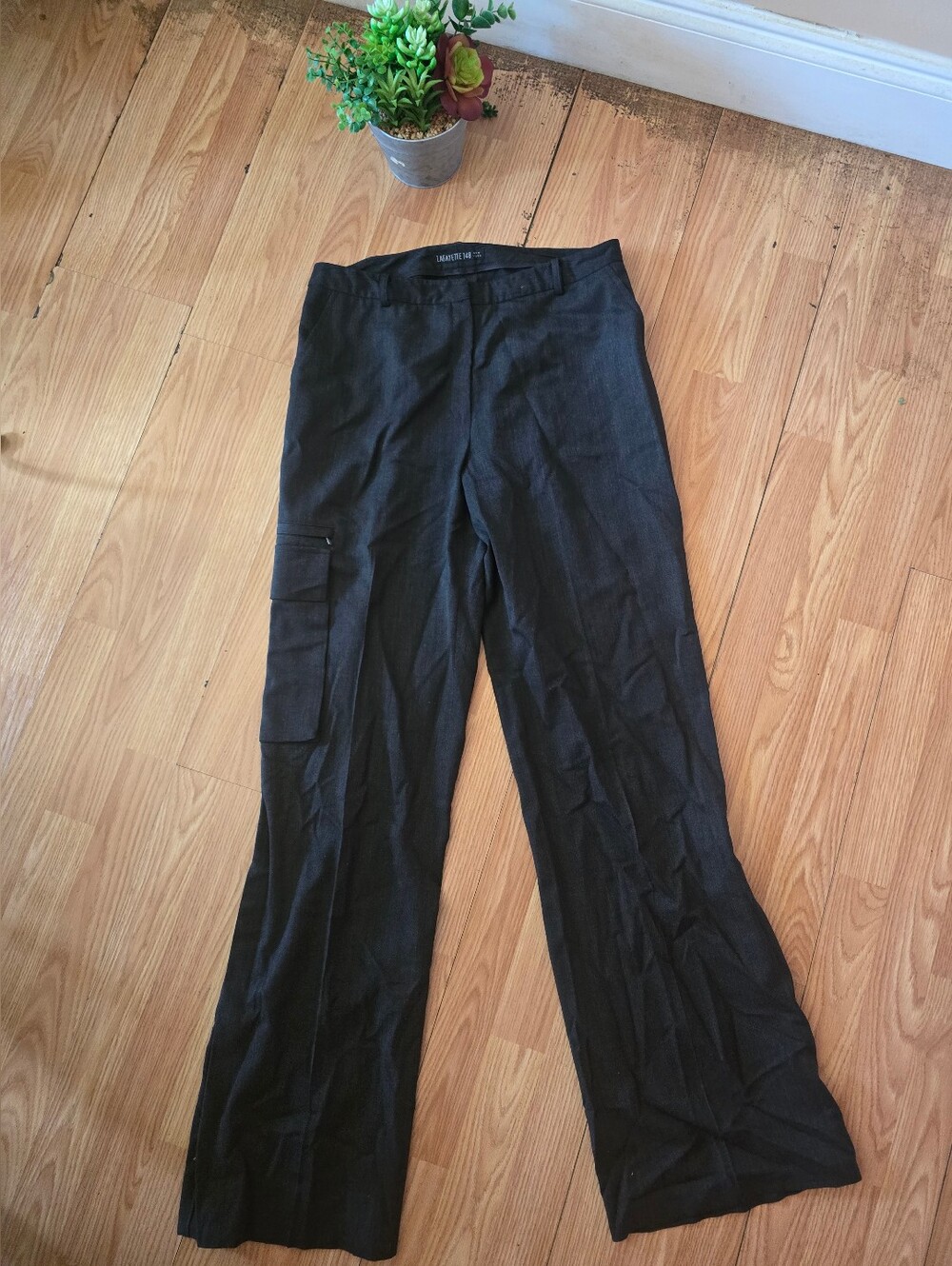 Lafayette148 Women's Dress Pants,Virgin Wool,Wide Leg with Ankle Zippers,Gray#10